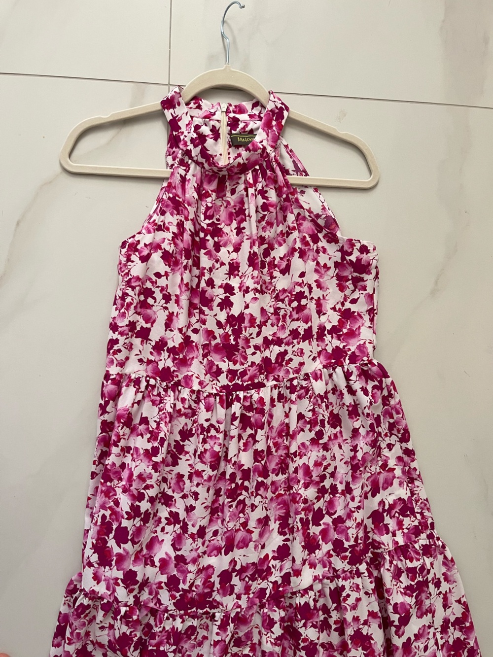 Melonie Halter Floral Maxi Dress in Fuchsia Pink - Picture 3 of 8